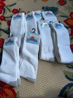 Crew Men's White Athletic Socks 8 pairs